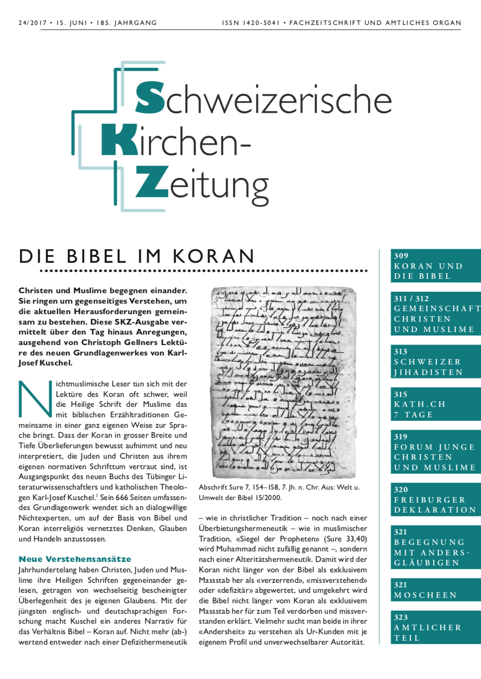 Die Bibel im Koran – Schweizerisch Kirchenzeitung